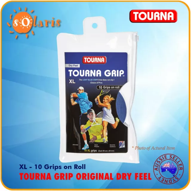 TOURNA Grip XL 10 Pack Original Dry Feel Extra Large Tennis Racquet Overgrips