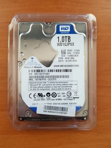 Disque Dur Interne WD Blue 2,5" 1To SATA III - Occasion Très Peu Utilisée (107h) - Pour Portable Ou PC