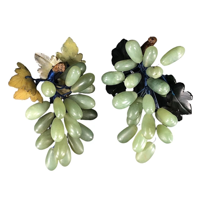 2ct VTG MCM Chinese GRAPES Fruit Carving Jade Jadeite Green Hard Polished Stone
