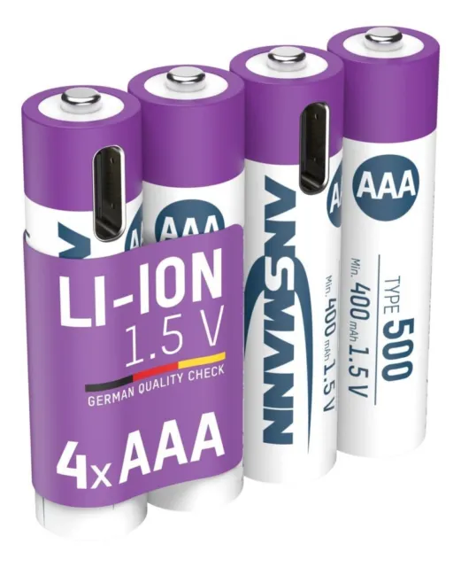 Batterie agli ioni di litio Micro AAA tipo 500 (min. 400 mAh) blister di carta