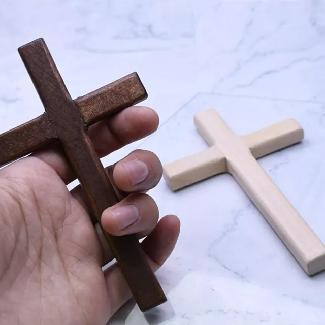 Christian Wooden Cross 12cm4.7in) Hanging Wall  Large Long Crucifix Two Colo  ZT