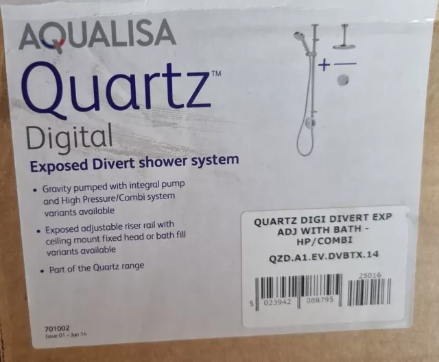 Aqualisa Quarzo Digitale Esposto Doccia Deviatore Bagno Overflow Filler HP Combi 2