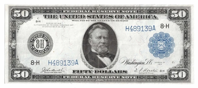 United States 1914 $50 St. Louis Federal Reserve Note - Pressed United States 1914 $50 St. Louis Federal Reserve Note - Pressed