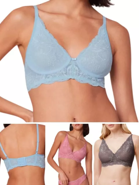 Triumph Amourette Charm Bra Non-Wired Plunge Soft Cup Stretch Lace Bras Lingerie