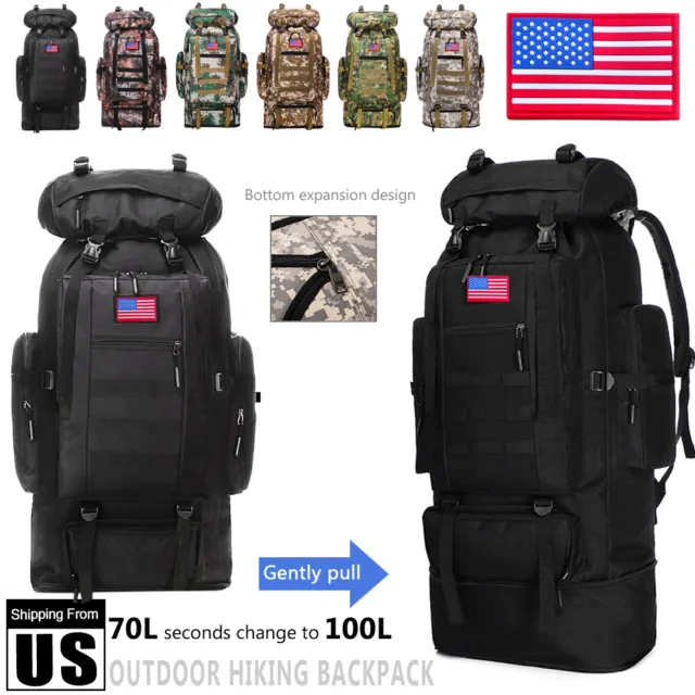 100L/80L Military Molle Tactical Hiking Backpack Rucksack Camping Bag Outdoor