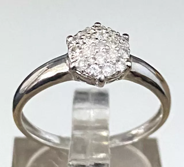 9K Solid White Gold & 0.28CT Diamond Cluster Ring Size O  -   7