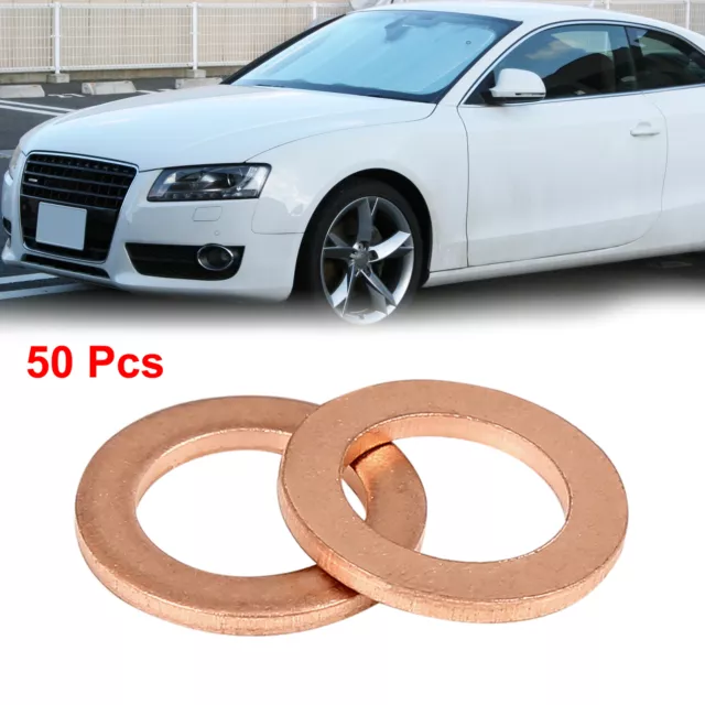 50pcs Copper Washer Flat Sealing Gasket Ring Spacer for Car 10 x 15 x 1.5mm