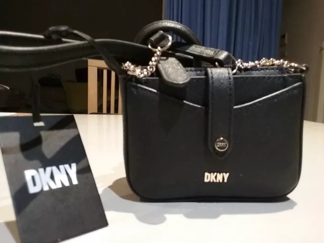 DKNY Thomasina Micro Crossbody Black / Gold, Womens Wallets & Leather  Goods