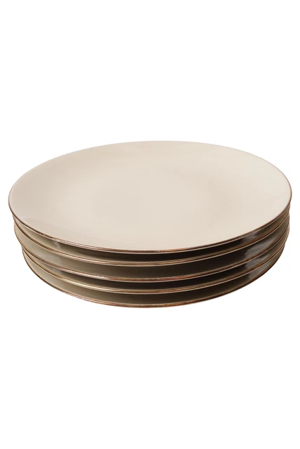 BAREUTHER WALDSASSEN Essteller beige Ø 24 cm Porzellan Goldrand