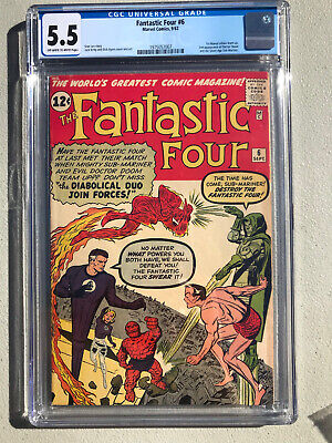 Fantastic Four 6 - Cgc - F- 5.5 - 2Nd Doctor Doom - 1St Villain Team-Up (1962)