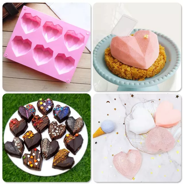 3D Heart Silicone Fondant Mould Cake Border Decor Baking Mold Sugar Craft DIY AU