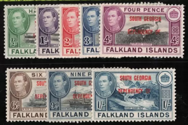 1944 Falkland Islands South Georgia Stamps Set of 8 SG B1/B8 MLH