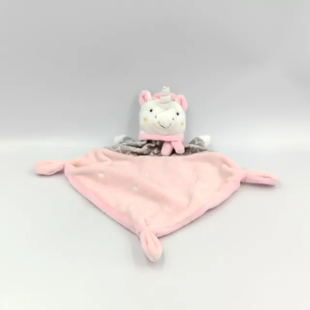 Doudou plat licorne rose gris blanc MOTS D'ENFANTS - 25834