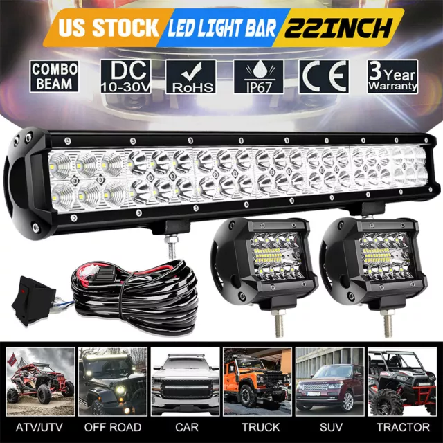 20inch Led Light Bar Spot Flood Combo Work Lamps +Wiring UTE Truck SUV ATV 23"