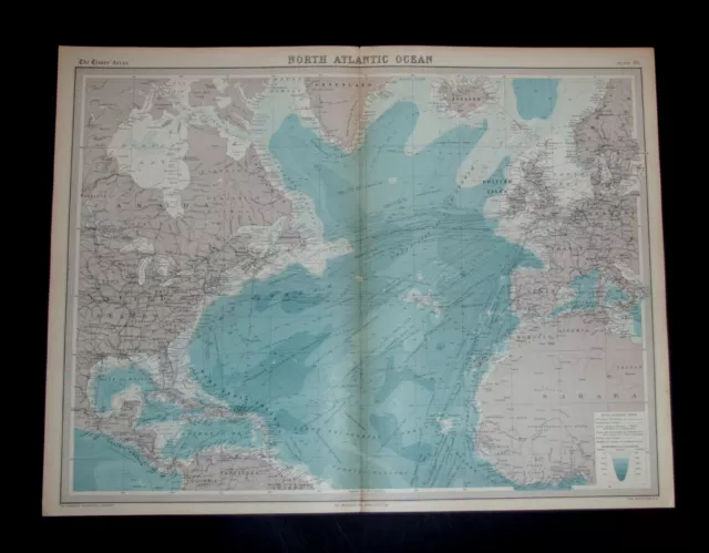 SALE - THE TIMES ATLAS 1921  - NORTH ATLANTIC OCEAN Map Plate 81