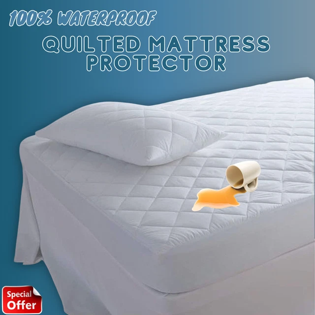 QUILTED WATERPROOF MATRESS MATTRESS PROTECTOR EXTRA DEEP FITTED BED COVER All