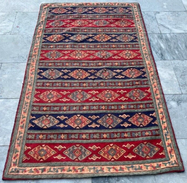 French Style Vintage Aubusson Handmade Boho Aubusson Rug Needle Point Rug 3x5 ft