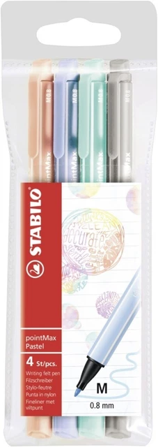 Filzschreiber - STABILO pointMax - 4er Pack - Pastellfarben - kobaltblau...