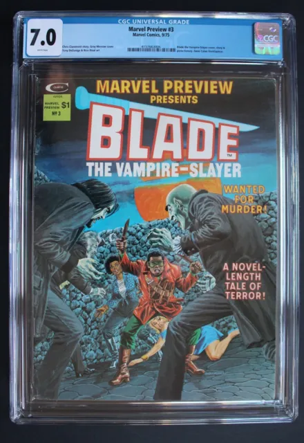 Marvel Preview #3 1st SOLO Comic Mag for BLADE 1975 MCU MOVIE 1st Afari CGC 7.0