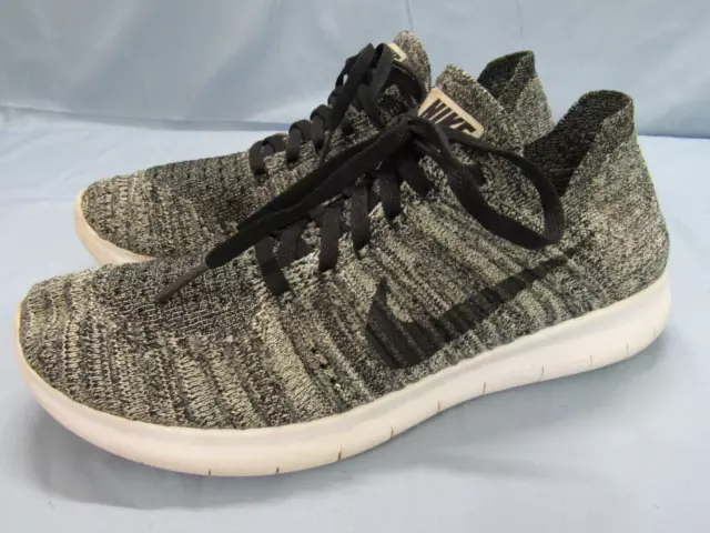 NIKE Free RN Flyknit WOMEN'S Gray Knit LACE-UP Athletic RUNNING SNEAKERS Sz 8
