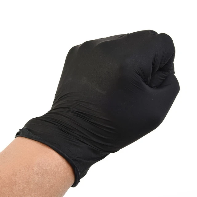 Gants en nitrile non toxiques sans latex 100 pièces noir adaptés à l'industri