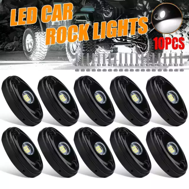 10 Pods White CREE LED Rock Underbody Lights For JEEP Offroad Truck ATV UTV Boat