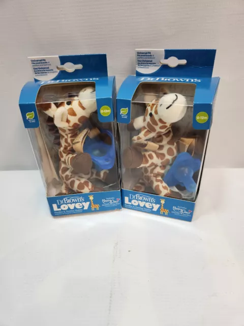 Dr. Brown's LOVEY Pacifier Teether Holder 0-12 Months with Giraffe lot of (2)