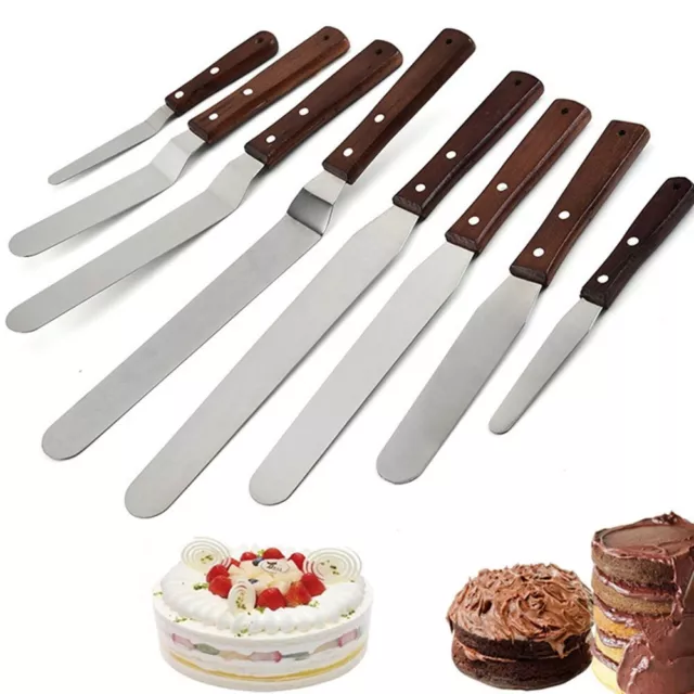 Palette Knives Cake Icing Spreader Smoothing Decorating Spatula Wooden Handle