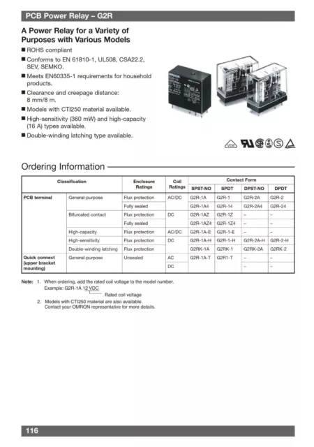 OMRON G2R-1-E-24 Relais 24V DC 1xUM 16A 1100R PCB Power Relay G2R1E24DC 855022 2