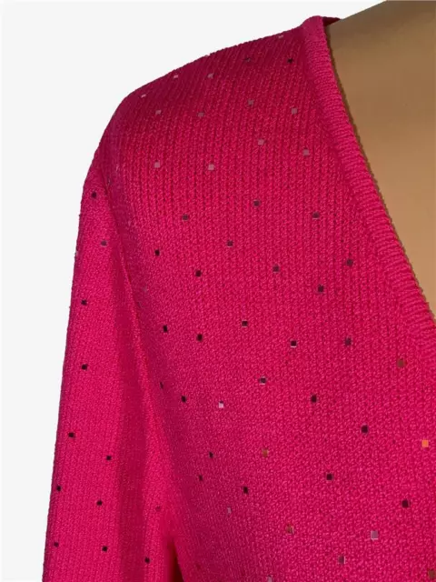 NWT ST. JOHN Knits Cerise Glamoured Paillette Santana Knit Dress sz 10 $1330 3