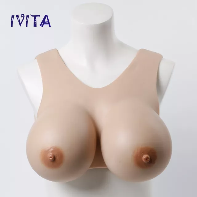 IVITA C-J Cup Silicone Breast Forms Vest Style Transgender Fake Boobs Half Body