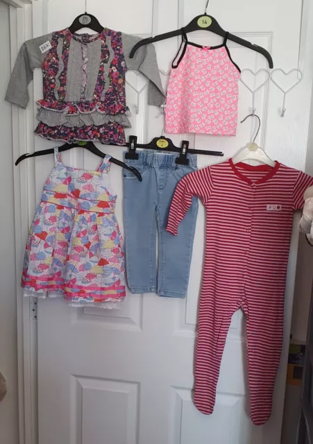 baby girls bundle joblot 1 1/2 2 years clothes denim jeans top dress all in one