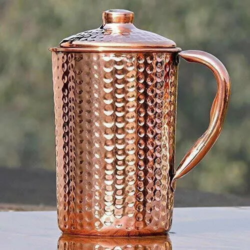 Yoga Ayurved Pure Copper Water Jug 1.5 LTR for Water Hammered Jointless Purpose