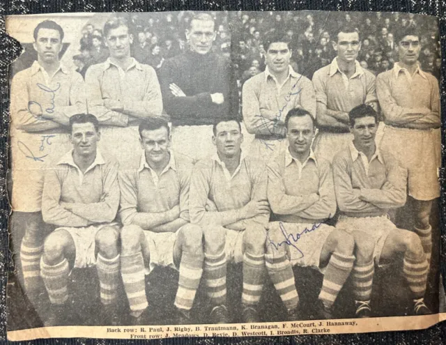 Signed 1950s X3 Manchester City FC Team Group Ivor Broadis Roy Paul ++