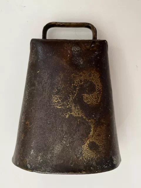 Antique Primitive Hand Forged 4” Iron Cow Bell With Clapper Farmhouse Decor
