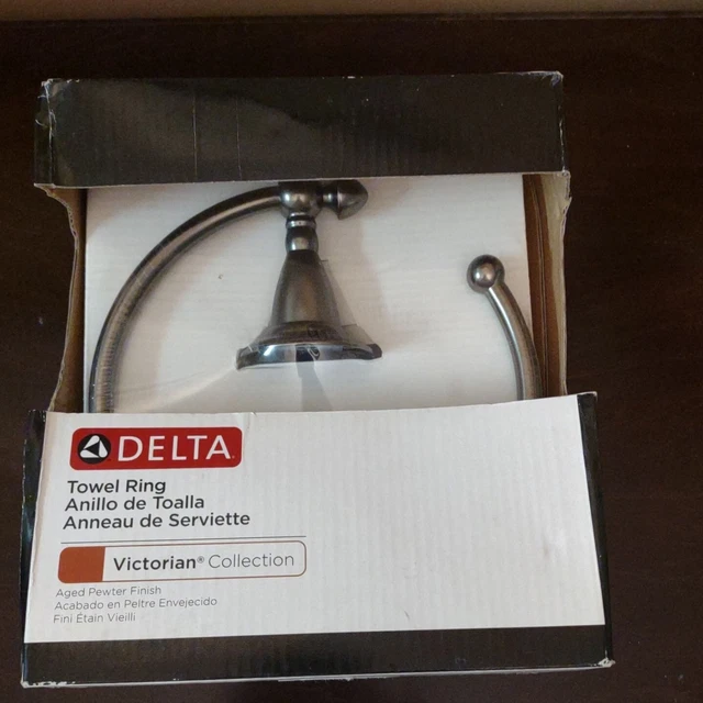 Delta 75046 Aged Pewter Finish Victorian Towel Ring. New In Box. GJL