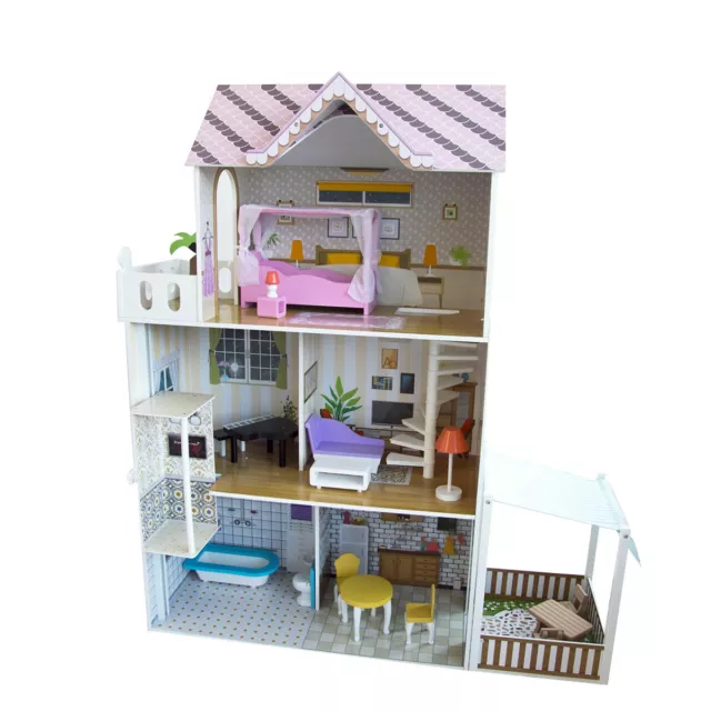 Maison De Poupées Bois Avec Accessoires ODG626