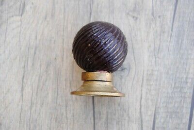 Vintage large ruby red lined round brass n glass entrance door cabinet gate knob