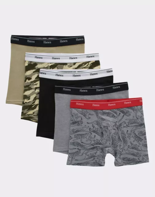 Hanes Originals Boxer Briefs 5 Pack Boys Underwear Comfort Flex Camo & Assorted