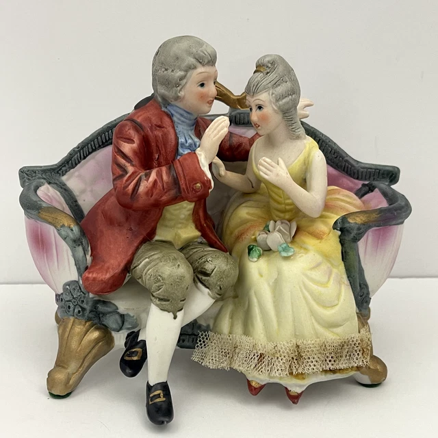 VINTAGE ROYAL CROWN Porcelain Figurine Victorian Couple On Couch $29.99