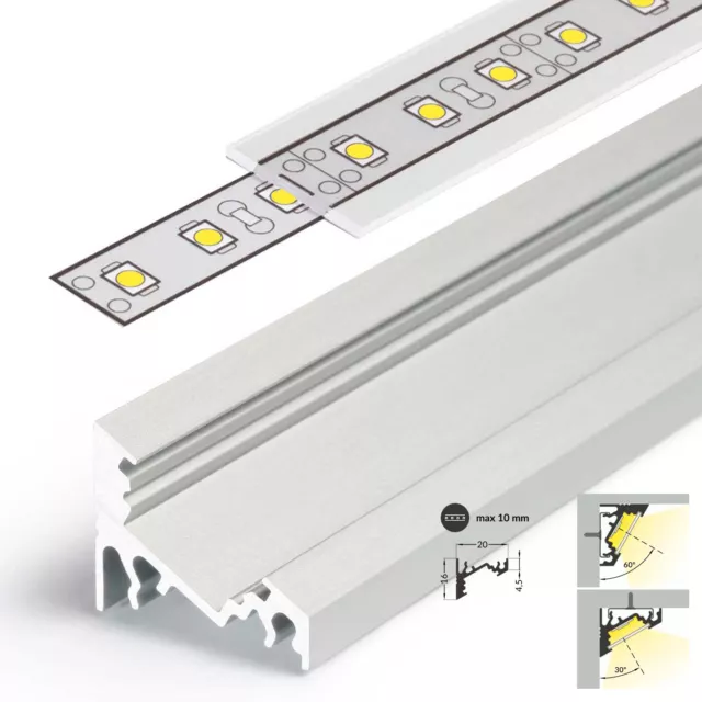 LEDsikon® LED Profil Alu Eckprofil SET CORNER für LED Streifen 10mm, 14mm, 27 mm 3