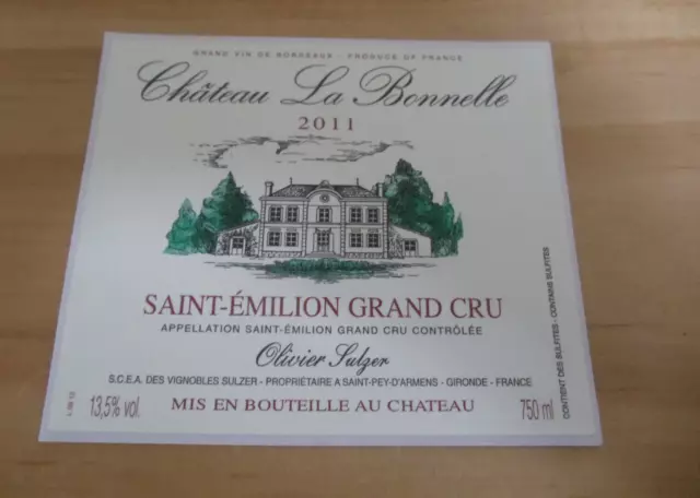 étiquette de vin château la bonnelle 2011