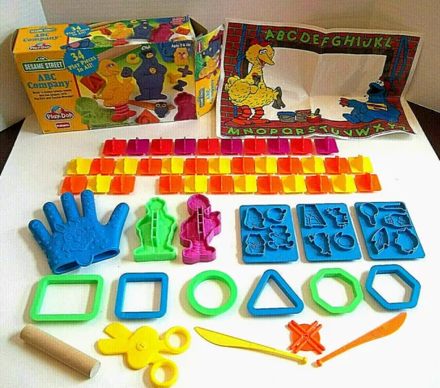 1992 Sesame Street ABC Company Play Doh mat molds Cookie Monster