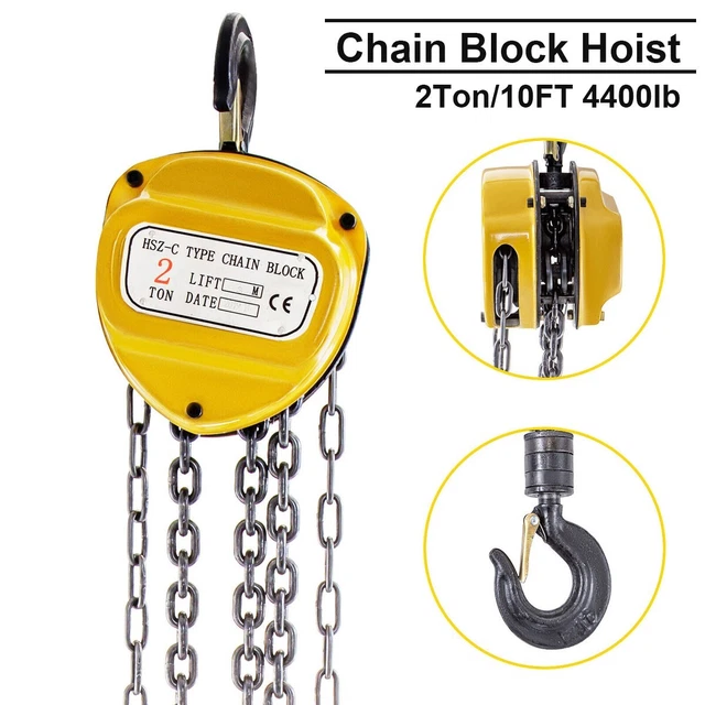 2T 10FT Manual Lever Block Chain Hoist Ratchet Type Come Along Puller w/Two Hook