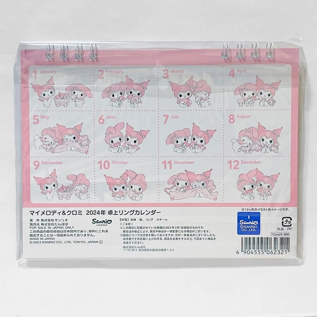 SANRIO MY MELODY Kuromi 2024 Desktop Ring Calendar Kawaii Japan Limited
