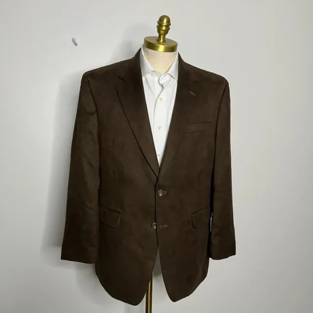 Ralph Lauren Blazer Mens Solid Brown Vegan Suede Solid Size 42R