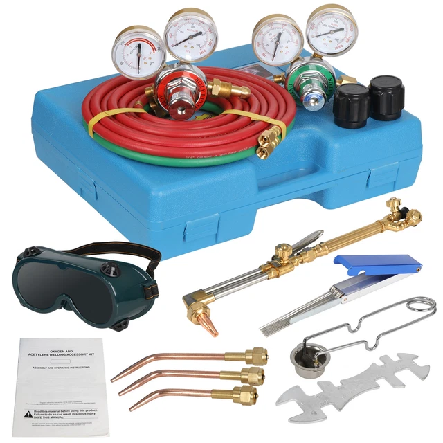 OXYGEN ACETYLENE WELDING Cutting Torch Kit Type Brazing Soldering Oxy ...