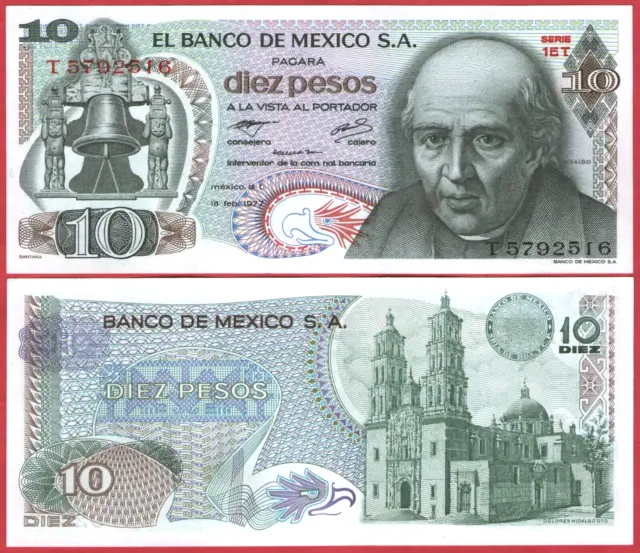 Mexico 10 Pesos 1977 P63 Banknote Unc