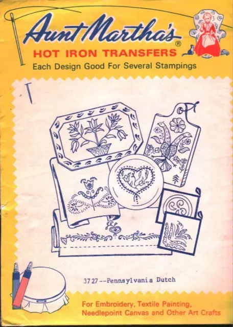 3727 Aunt Martha Embroidery Hot Iron Transfer Pattern Pennsylvania Dutch Motifs