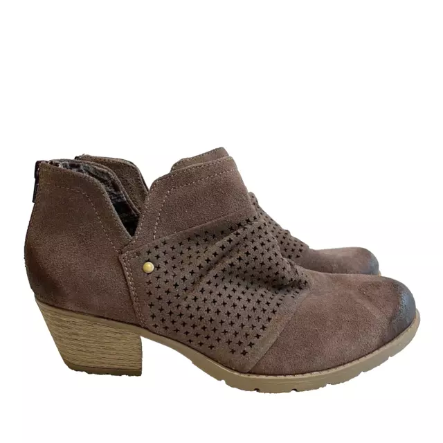 Earth Origins Women’s Brown Ankle Bootie 9.5 Suede Leather Boot Comfort Zip NWOB